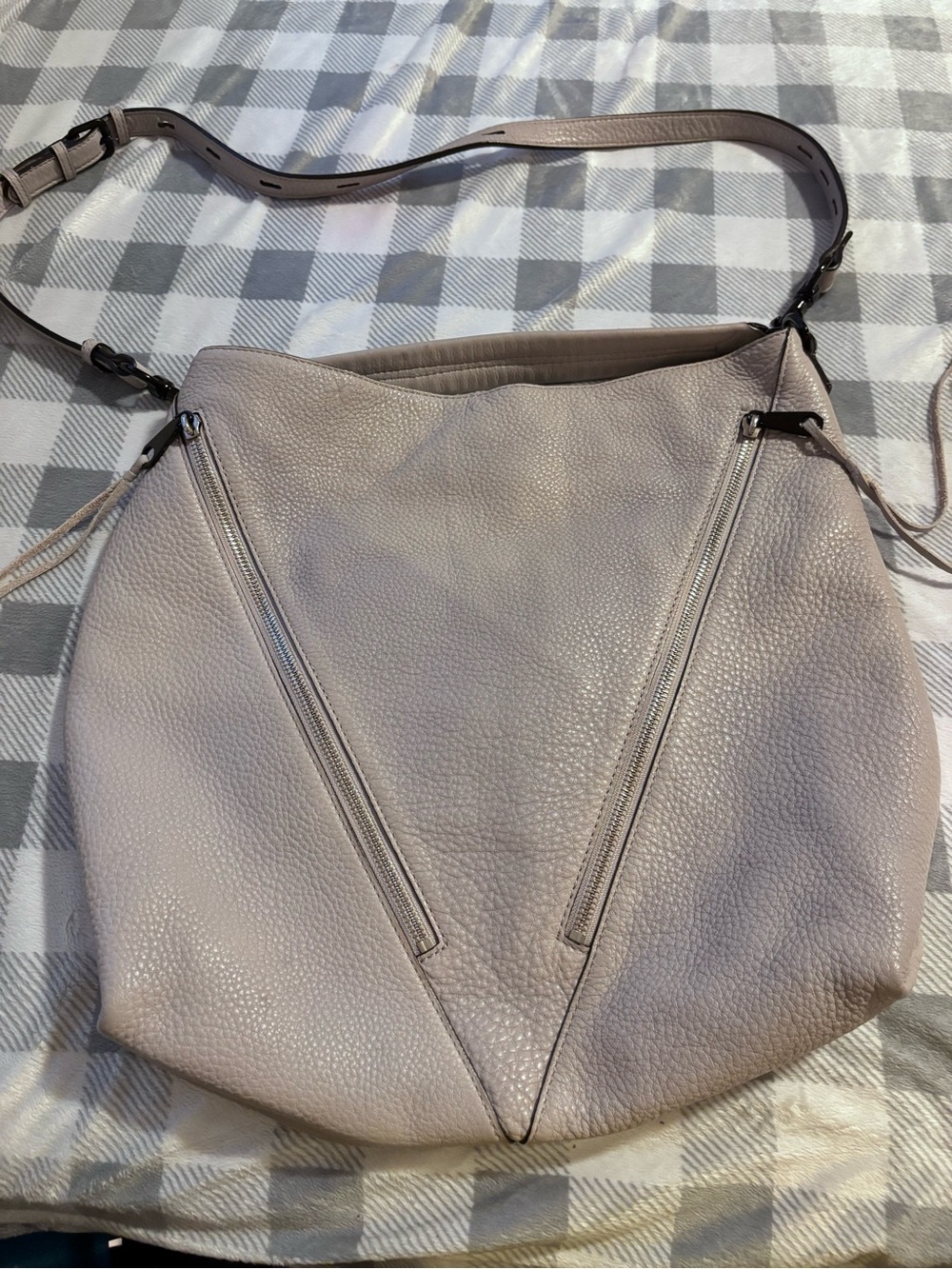 Women's Leather Shoulder Bag - Gray
